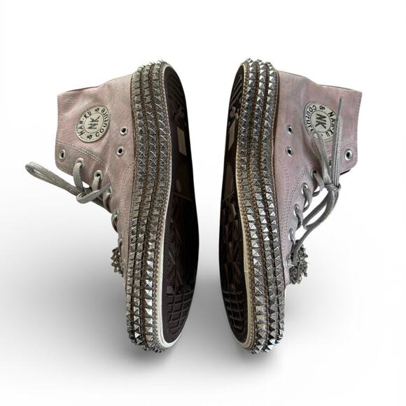 NAN-KU Couture Cruise Mellow Mauve Hi-Top Studded Embellished Sneakers sz 39 NEW - Picture 3 of 9